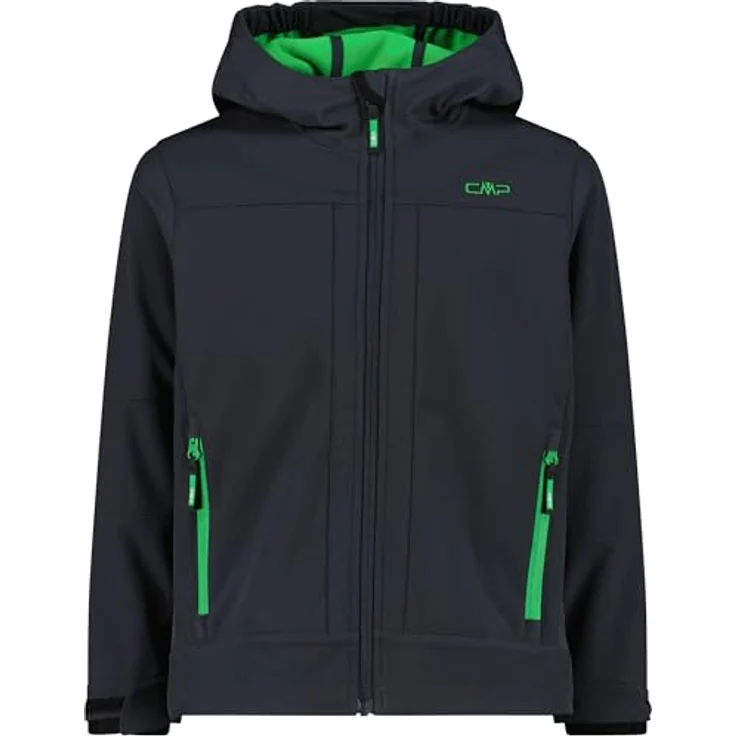 CMP Cmp Boy Softshell Jacket Fix Hood, wetterfeste Skijacke mit Fleece-Innenfutter, Antracite-Deep Mint, Größe 128 – Bild 1