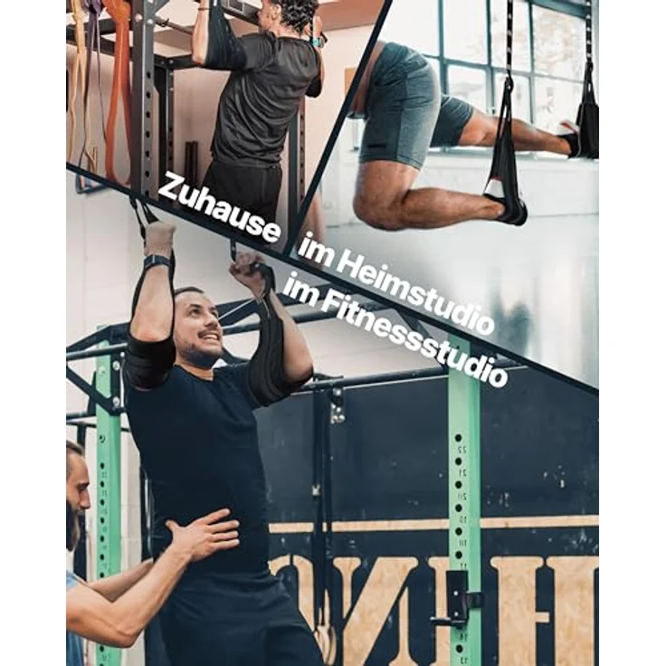 NEOLYMP Bauchtrainer Bauchmuskelschlaufen, gepolstert mit Edelstahl-Haken, höhenverstellbar bis 250 kg belastbar, inkl. 2x Armschlaufen und Nylon-Tragetasche – Bild 7