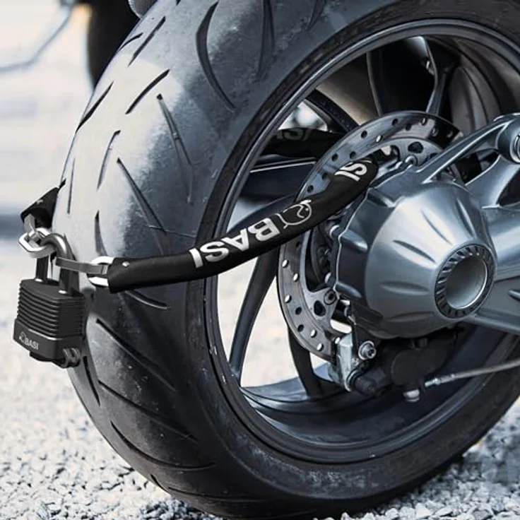 Basi Stahlkette ZR 318, 1100 mm lange Sicherheitskette mit 10 mm starken Kettengliedern und schwarzer Nylonummantelung – Bild 8