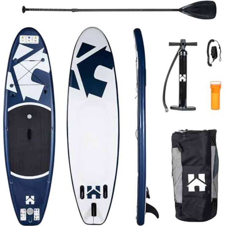 Home Deluxe MOANA Stand Up Paddle Board, Größe L, blau | Aufblasbares SUP mit rutschfester Oberfläche und 3-Finnen-System für See, Meer & Fluss – Bild 8