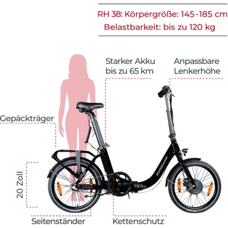 ZNDAPP ZXT20 E Bike 20 Zoll Faltrad Damen Herren Klapprad Ebike  Elektrofahrrad klappbar E-Bike Fahrrad Elektro mit Nabenmotor Pedelec  Unisex Erwachsene (schwarz): Tests, Infos & Preisvergleich