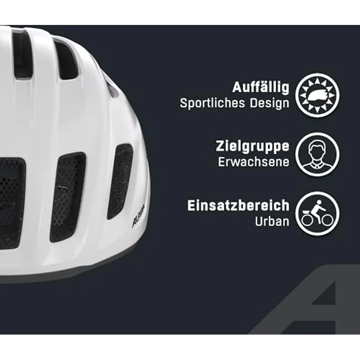 Alpina Paranus Urban, Fahrradhelm mit LED-Rücklicht und großer Belüftung, Weiß Gloss – Bild 3