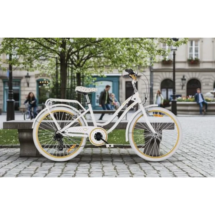 Sun Baby Heart Bike 24 Zoll Mädchenfahrrad mit 7-Gang Schaltung, Weiß-Gold – Bild 9
