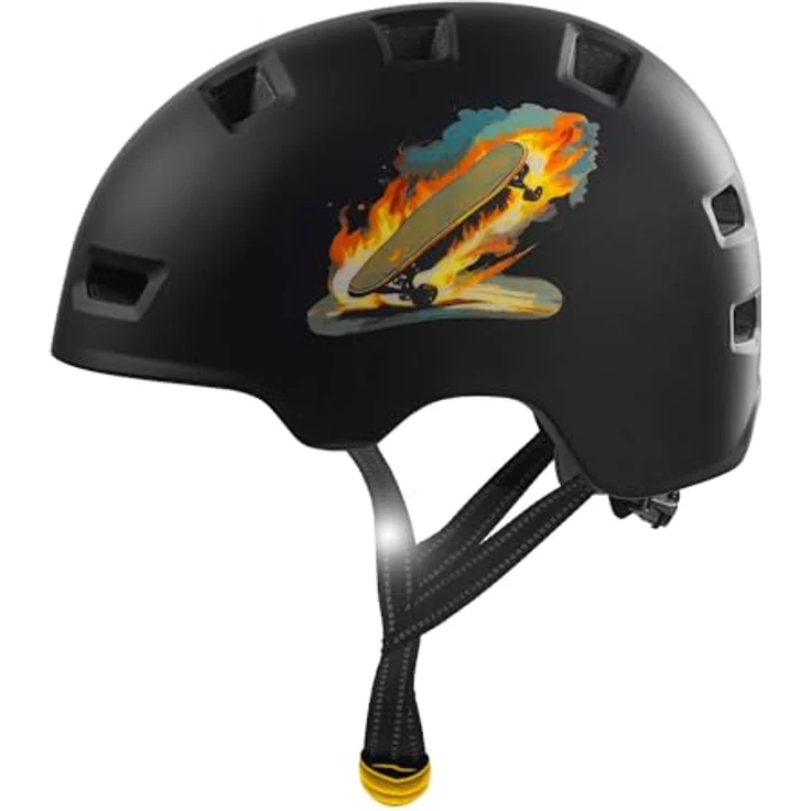 Crazy Safety Rampage, Skater- und Fahrradhelm für Kinder, ergonomisch, schwarz, EN1078 zertifiziert, leichtgewichtig mit Belüftungssystem – Bild 1