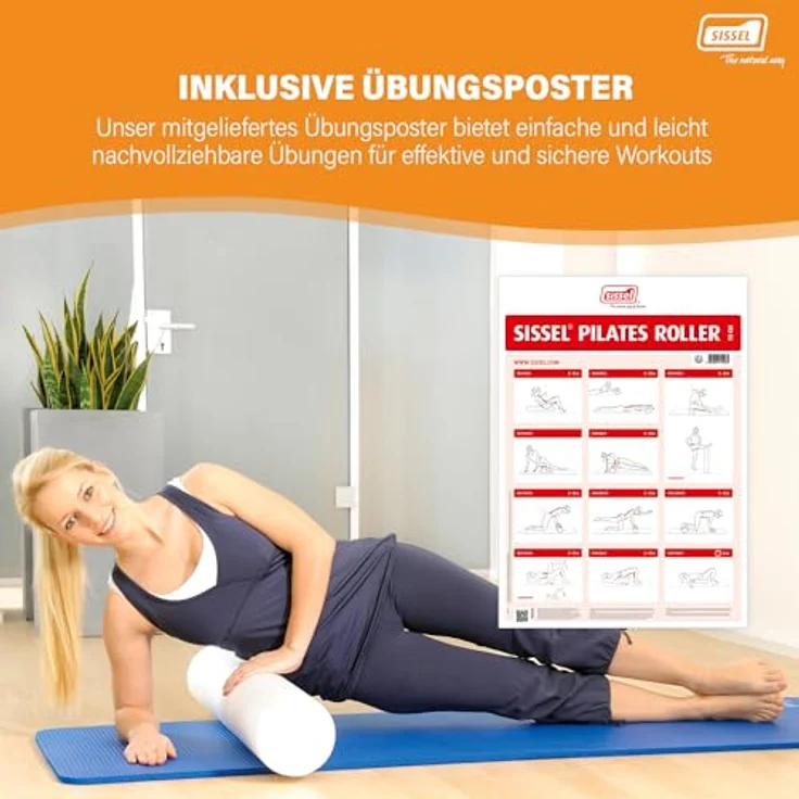 SISSEL Pilates Roller 90cm Weiß, Optimal für Balance & Stabilität, Inkl. Übungsposter, Ideal für Rehabilitation & Core-Training, Premium Material, Für Anfänger & Fortgeschrittene – Bild 5