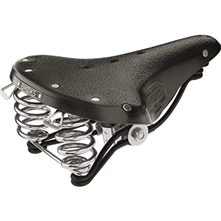 Brooks England Velosattel, Allroundsattel mit verchromten Spiralfedern und genarbtem Volllederbezug – Bild 1