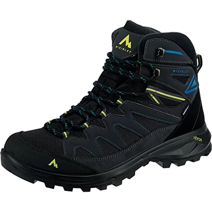 McKINLEY Vulcanus MID AQX M, wasserdichter Wanderschuh mit Vibram®-Außensohle für optimale Trittsicherheit, schwarz