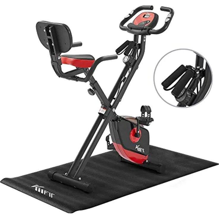 KM Fit 2in1 Heimtrainer Fahrrad mit LCD-Display | Fitnessbike klappbar | Hometrainer 16 Widerstandsstufen | Handpulssensoren | inkl. Bodenschutzmatte & Handy- Halterung - Preisvergleich
