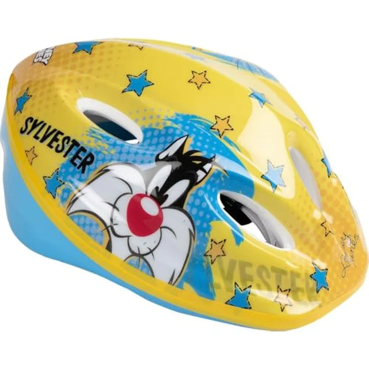 Warner Bros. Looney Tunes Kinderfahrradhelm Titti Silvestro, Schutzhelm für Jungen und Mädchen, 52-56 cm, Hellblau und Gelb – Bild 1