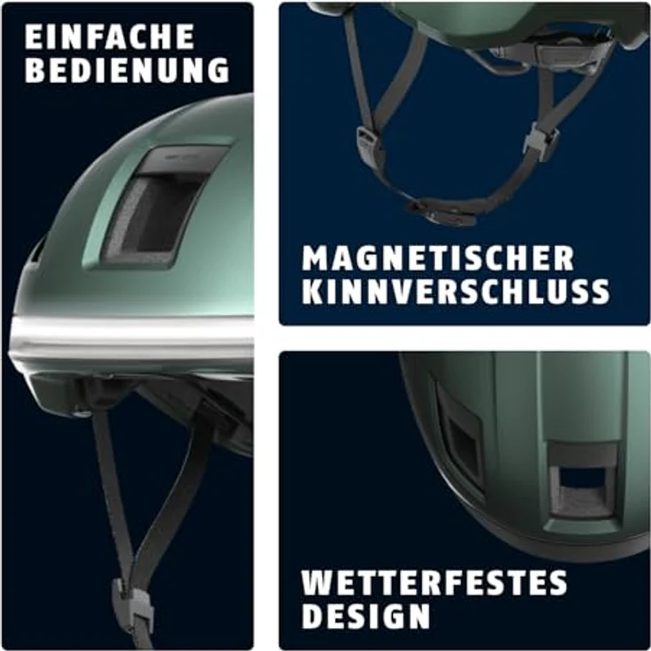 ABUS HYP-E Fahrradhelm, Helm mit Frontlicht, Rücklicht und Blinklicht, für E-Bike und S-Pedelec, Größe S (51-55 cm), Grün – Bild 3