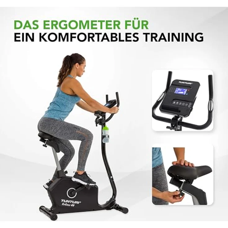 Tunturi Ergometer FitCycle 40i - Heimtrainer Fahrrad - Fitnessfahrrad für Zuhause - Bluetooth - 16 Widerstandsstufen - 23 Programme - Herzfrequenz-Sensoren – Bild 2