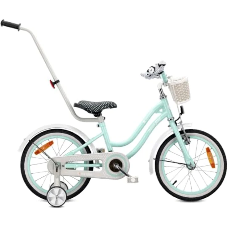 Sun Baby Heart Bike 14 Zoll Mädchenfahrrad mit Schubstange, Mint, für Kinder bis 50 kg – Bild 1
