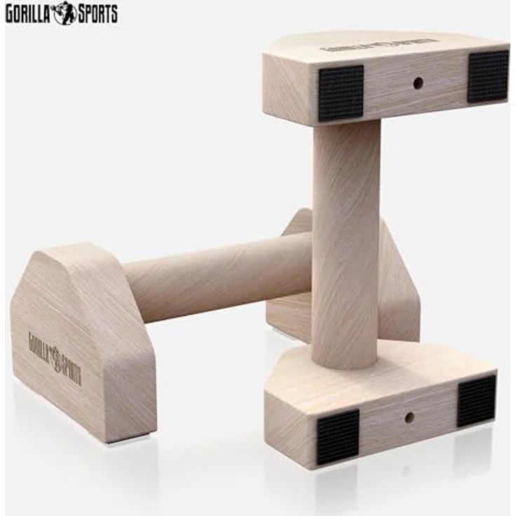 GORILLA SPORTS® Liegestützgriffe - 2er Set aus Holz, rutschfest, bis 300kg Belastbar, inkl. Tragetasche - Calisthenics Equipment, Parallettes, Push Up Bars, Liegestütze Barren – Bild 2
