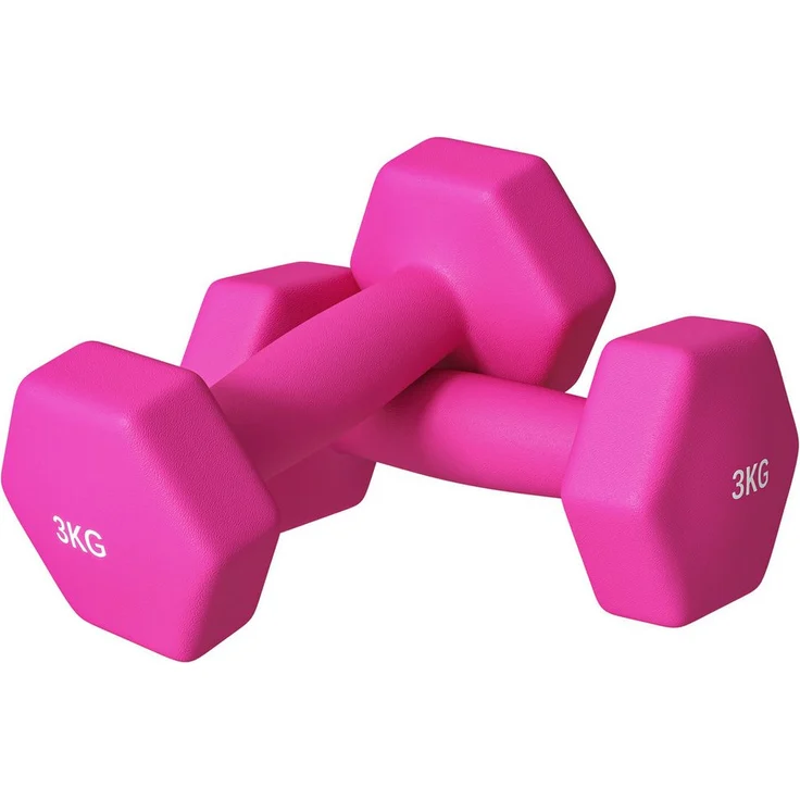 SPORTNOW Hantel 2er Set, Kurzhanteln 2 x 3 kg mit rutschfesten Griffen und hexagonalem Design, Rosa