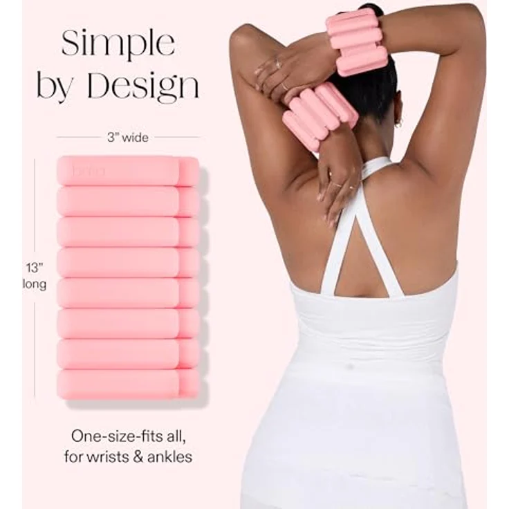 Bala Armreifen, Handgelenk- und Knöchelgewichte, 0,9 kg Set in Blush, verstellbares Silikon-Gewichts-Armband für Fitnessstudio, Yoga, Pilates, Cardio und Krafttraining – Bild 4