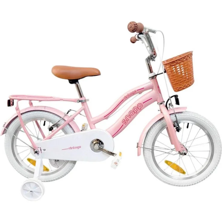 Huffy Snapp Bike Vintage 16, Kindervelo für Mädchen, Rosaton, mit Kettenschutz, praktischem Korb und integrierter Beleuchtung