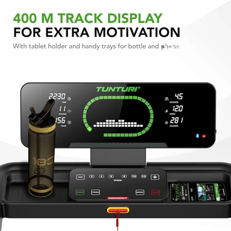 Tunturi Cardio Fit T30 Laufband - Walking Pad mit 23 Programmen, klappbar, kompakt, Geschwindigkeitsbereich 0,8 bis 14,0 km/h für Zuhause – Bild 3
