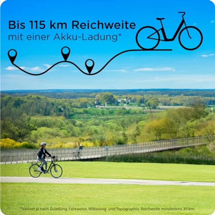 ZÜNDAPP E Damenrad 700c E-Bike Pedelec Z510 Citybike Elektrofahrrad 28" (weiß/grün, 48 cm) - Damen E-Bike mit 3 Gang Nabenschaltung, starkem Vorderradmotor und 115 km Reichweite – Bild 2