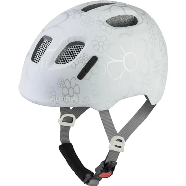 ALPINA Ximo 2 L.E. Kinderfahrradhelm, Leicht, Sicher, Bruchfest, mit optionalem LED-Licht, Pearl White Flowers matt, Größe 49-54 – Bild 1