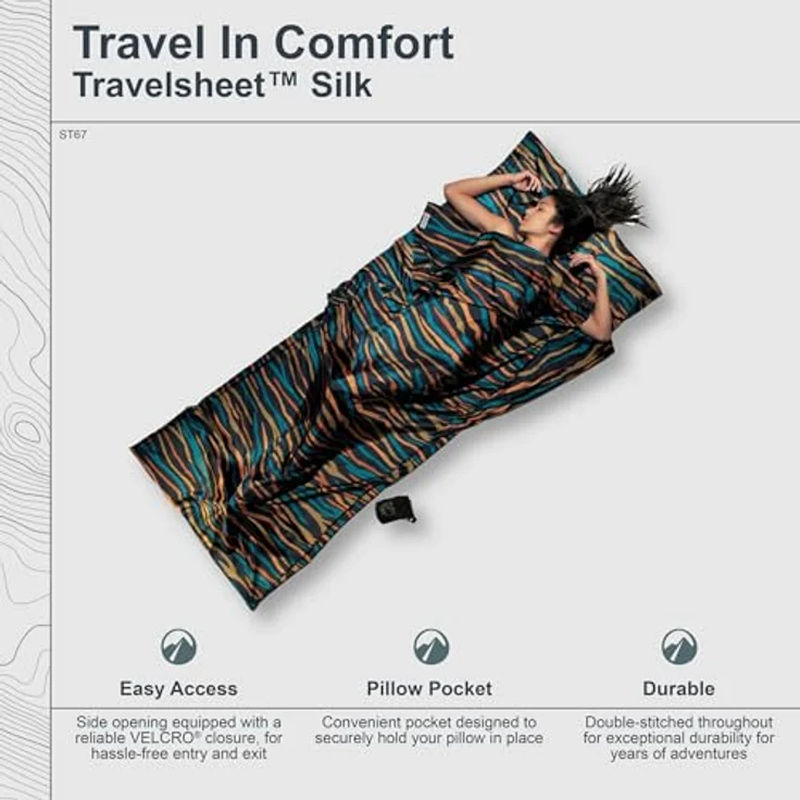 Cocoon TravelSheet, Schlafsack aus hochwertiger Seide, 220 cm, extrem leicht und temperaturausgleichend – Bild 2