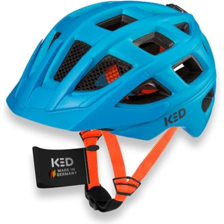 KED KAILU Fahrradhelm, MTB-Style für Kinder, blau matt, Größenanpassung M 53-59 cm, mit K-FIT und LED-Rücklicht – Bild 1