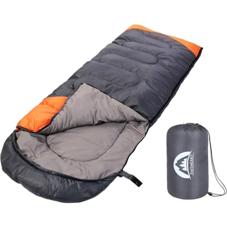 SWTMERRY Schlafsack für 3-4 Jahreszeiten, wasserdicht und atmungsaktiv, leicht, für Jugendliche und Erwachsene, ideal zum Wandern und Campen – Bild 1