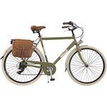 Via Veneto by Canellini Fahrrad Rad Citybike CTB Herren Vintage Retro Alluminium (Grun, 54) Shimano TX50 6 speed, mit seitlicher brauner Ledertasche