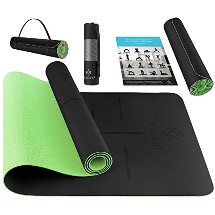 KESSER® Gymnastikmatte mit Tragegurt rutschfest TPE Yogamatte Gepolstert & rutschfest Fitnessmatte, 183 x 61 Trainingsmatte für Fitness Sportmatte, Pilates & Gymnastik Workout extradick – Bild 1
