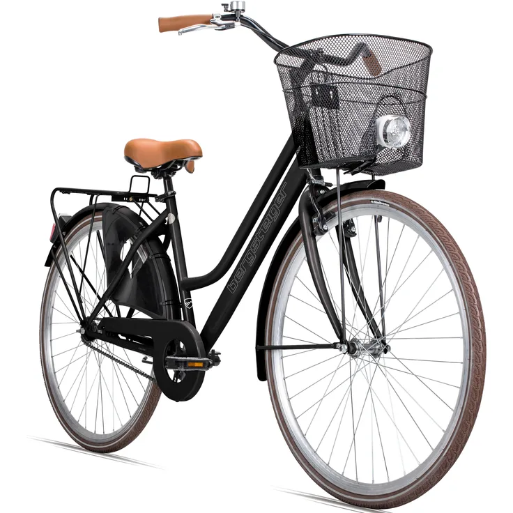 Bergsteiger Amsterdam 26 Zoll Damenfahrrad, Korb, Fahrrad-Licht, Rücktrittbremse, Mädchen-Fahrrad, Retro-Design, blau