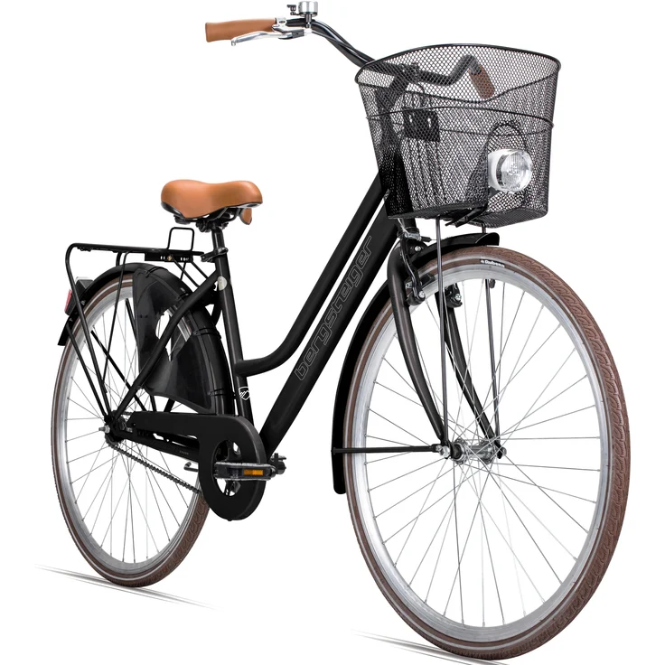 Bergsteiger Amsterdam 26 Zoll Damenfahrrad, Korb, Fahrrad-Licht, Rücktrittbremse, Mädchen-Fahrrad, Retro-Design, blau