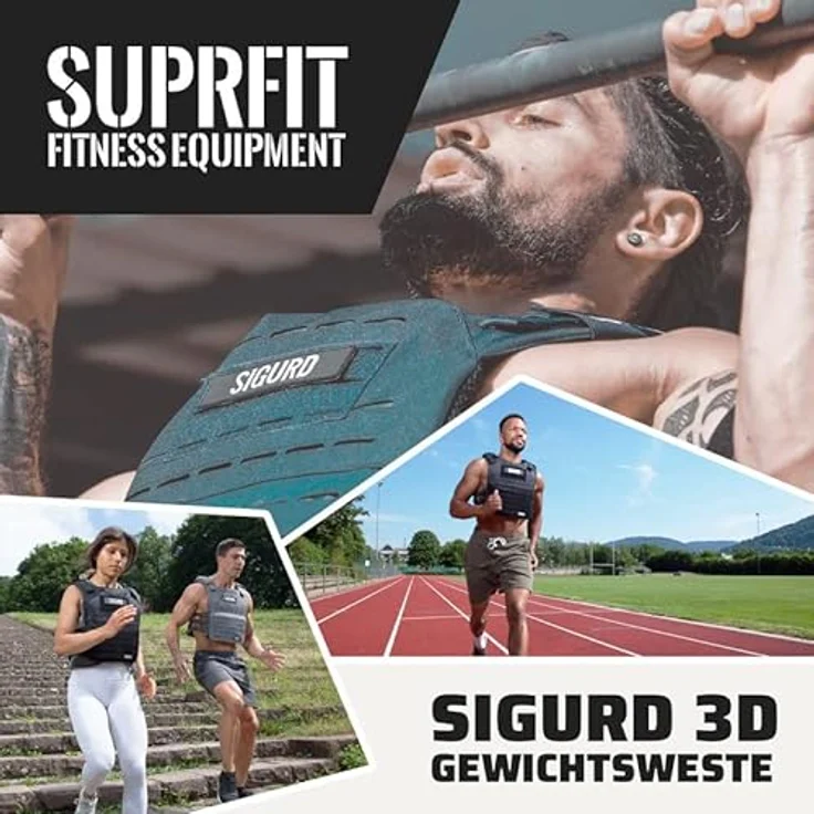 SUPRFIT - Sigurd 3D Gewichtsweste mit 2 x 2.6 kg für Calisthenics, Krafttraining & Crossfit - Verstellbare Weight Vest für bis zu 17 kg - Unisex Trainingsweste mit Gewichten - Weighted Vest Olivgrün – Bild 4