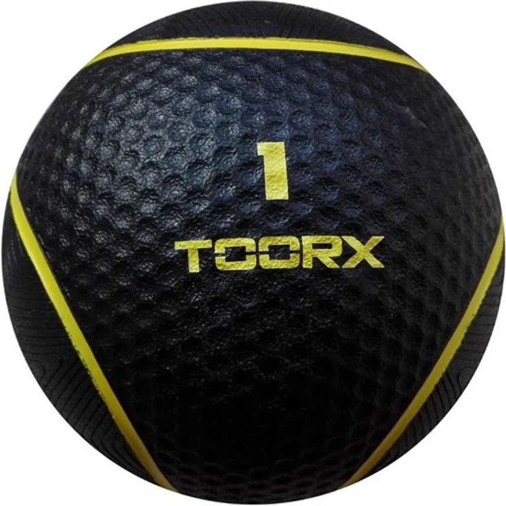Toorx Medicine Ball 1 kg, Fitnessgerät mit rutschfester Gummibeschichtung, Durchmesser 19,5 cm