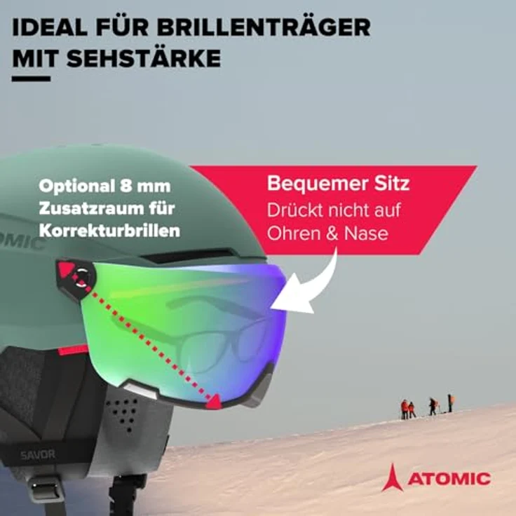 ATOMIC SAVOR VISOR STEREO, Skihelm mit Visier - Green - Größe M, 360° Fit System, Active Aircon Belüftung, Holo Core für maximale Stoßdämpfung – Bild 3