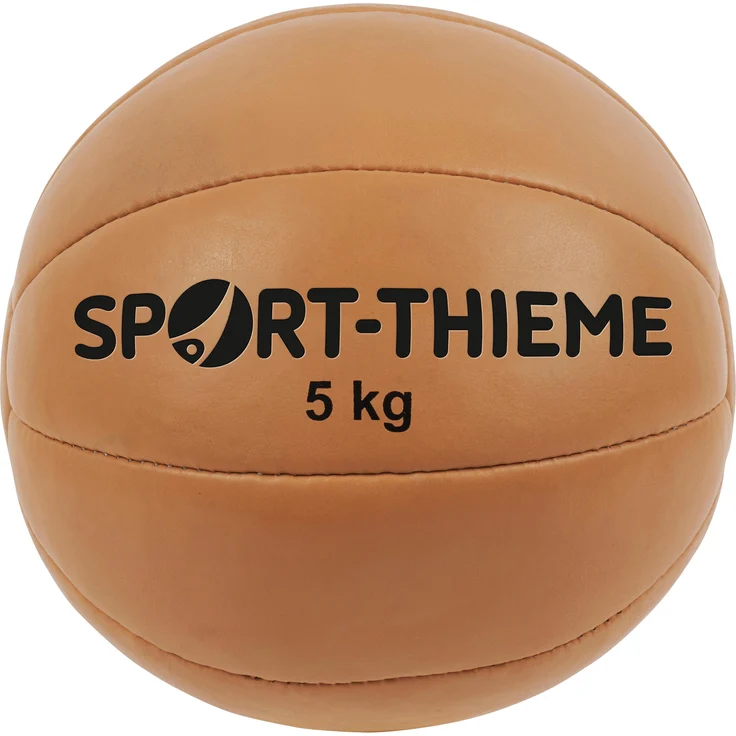 Sport-Thieme Medizinball Klassik, 5 kg, 290 mm, aus echtem Rindleder, Naturfarbe