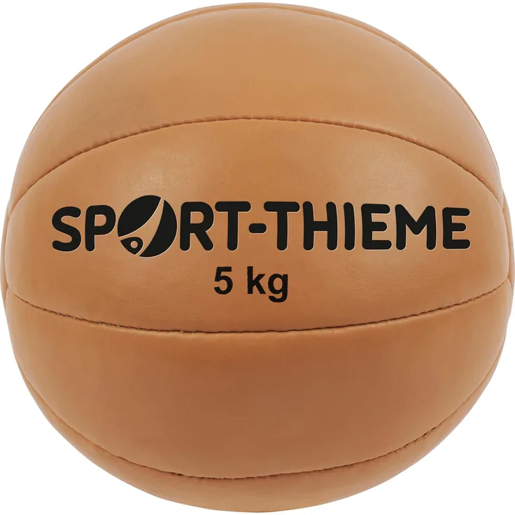 Sport-Thieme Medizinball Klassik, 5 kg, 290 mm, aus echtem Rindleder, Naturfarbe