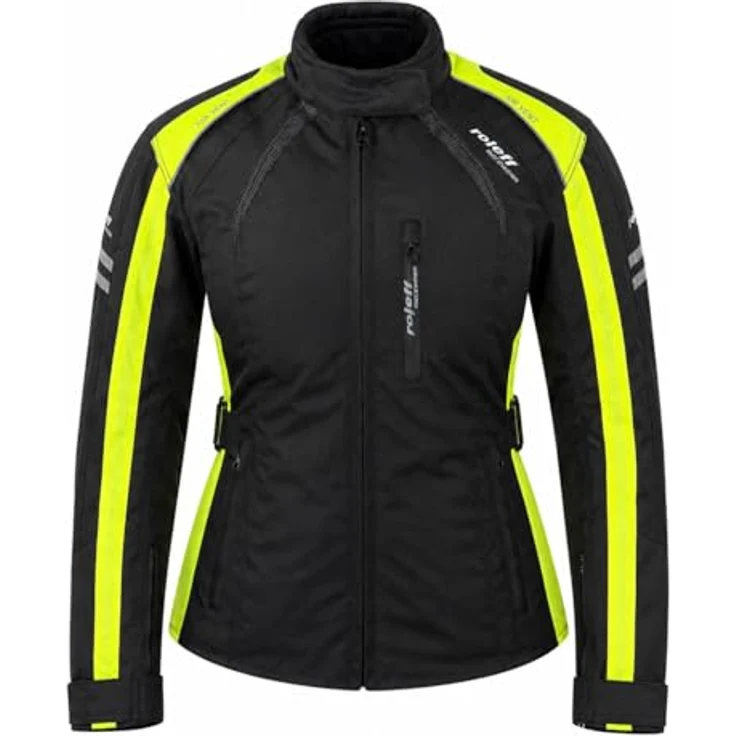 Roleff RO981 Damen Motorradjacke, schwarz-neongelb, wasserdicht, atmungsaktiv mit Protektoren, Größe L – Bild 2