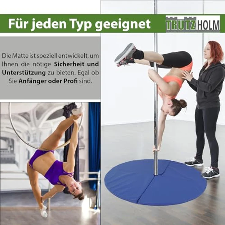 TRUTZHOLM Pole Dance Matte Ø 120 cm, faltbare Tanzstangenmatte mit EPE-Schaumkern, blau – Bild 5