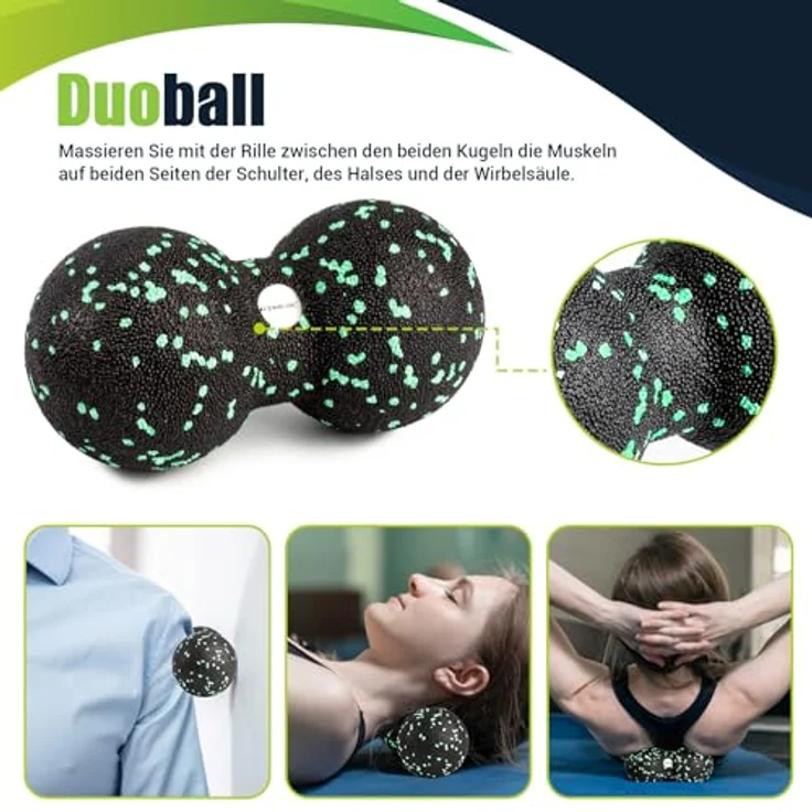 GYMERK Faszienrolle Set mit 3D-Texturmassage, inklusive Anweisungen und Poster in deutscher Sprache, Tragetasche, Yoga Faszien Set mit Faszienball und Duoball für ganzheitliche Muskelentspannung – Bild 4