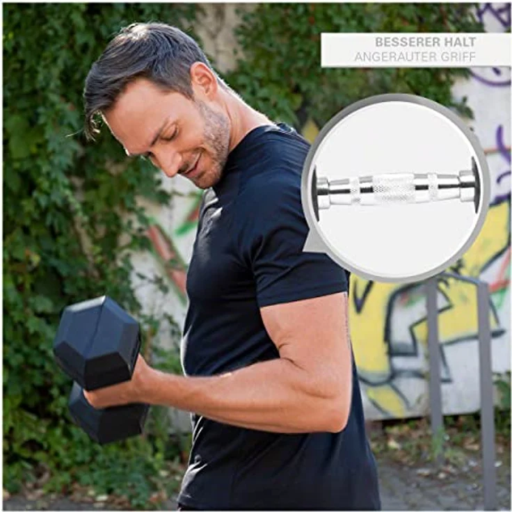 Hex Kompakthantel aus Gummi, 9 kg, Hexagon-Hantel – Bild 3