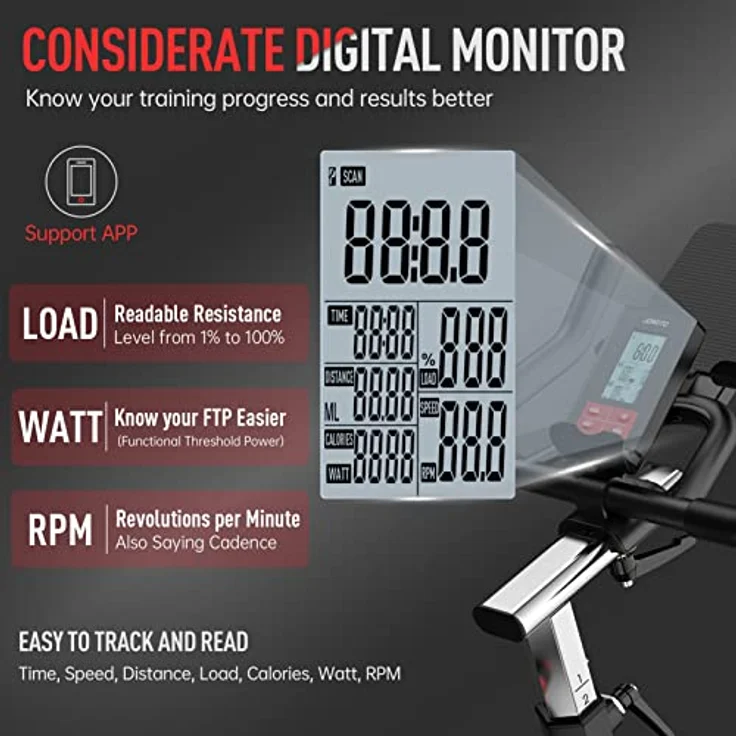 JOROTO Ergometer Heimtrainer X2PRO Bluetooth Hometrainer Fahrrad, Indoor Cycling Bike Speedbike mit Kraftvoller Magnetbremse & Riemenantrieb - ca. 150kg Belastbar – Bild 5