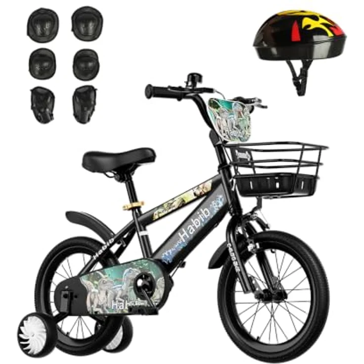 Habib Gruppe Dino-Kinderfahrrad, Komplettset mit Schutz-Set und höhenverstellbarem Lenker, für Kinder von 85 cm bis 140 cm – Bild 1
