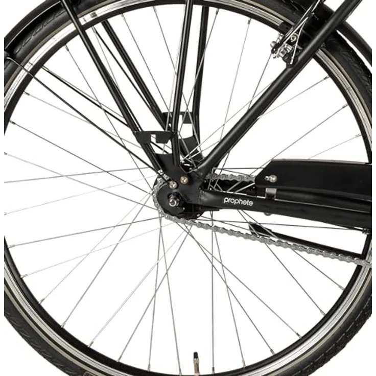 Prophete GENIESSER 500, 28 Zoll Citybike Damen mit Nexus 7 Gang Nabenschaltung, LED Beleuchtung, Nabendynamo, Rücktrittbremse und V-Bremse, Alu 50 cm, gefederte Suntour Gabel, schwarz – Bild 3