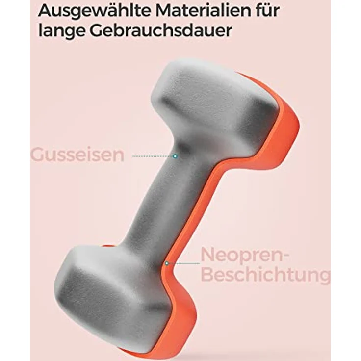 SONGMICS Hanteln, 2er Set, 2 x 3 kg, Hantelset, Kurzhanteln, Hexagon, Neopren-Beschichtung, Krafttraining, Workout, Fitnesstraining, für Zuhause, orange SYL906O01 – Bild 5
