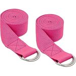 Relaxdays Yogagurt 2er Set, Dehnungshilfe, 250 x 3,8 cm, Yogaband für Anfänger und Fortgeschrittene, Baumwolle, pink