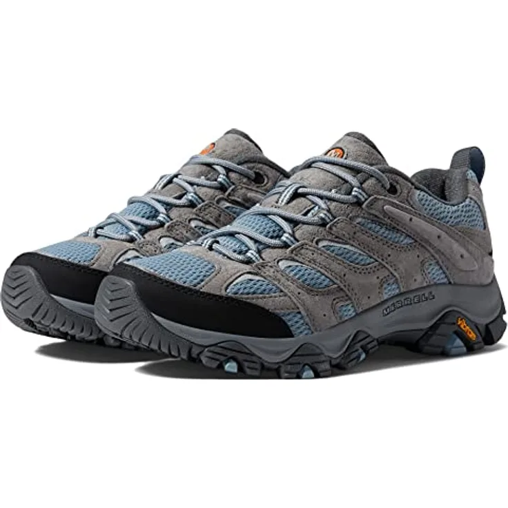 Merrell Moab 3, Wanderschuhe für Damen, grau, EU 38 1/2, Obermaterial aus Leder und Mesh, griffige Vibram® TC5+ Gummi-Sohle, Schnürverschluss für individuellen Sitz.