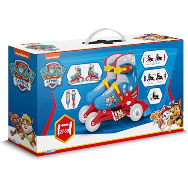 Nickelodeon Paw Patrol Verstellbarer Two in One Skate, Größe 27-30, Blau-Rot, mit drei Rädern für extra Stabilität und Sicherheit – Bild 4