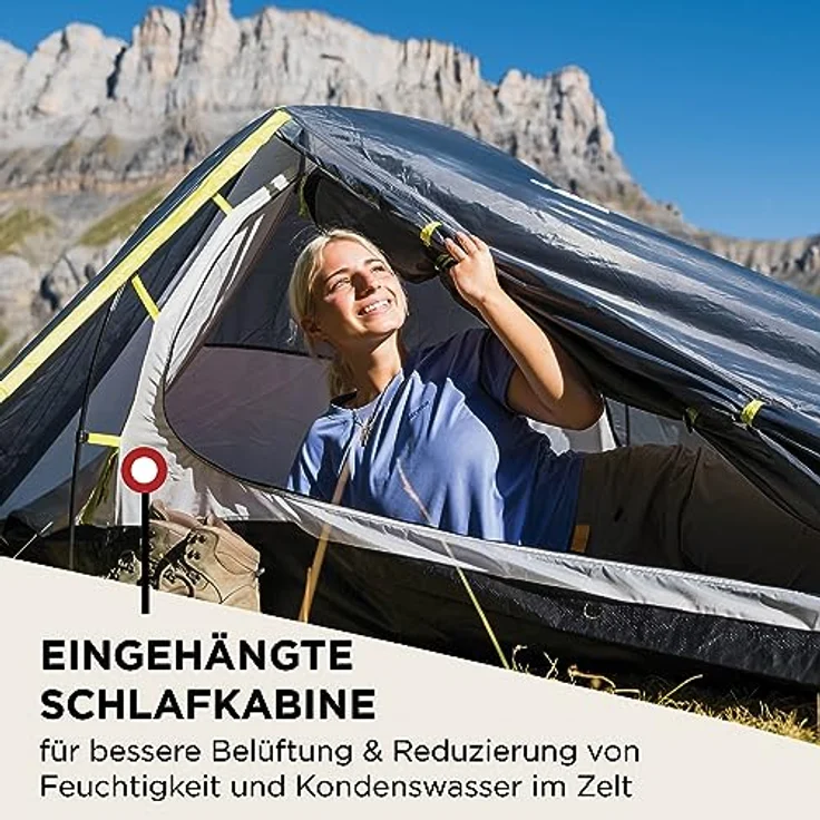 Coleman Zelt Bedrock 2, leichtes 2-Mann-Kuppelzelt, 100% wasserdicht mit 3.000mm WS, geeignet für Camping, Wander- & Motorradtouren, grün – Bild 3