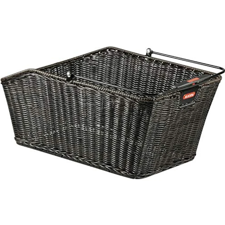 KlickFix Velokorb, 18 l, geflochten aus wetterfesten Kunststoffbändern in Naturschilfoptik, mit Tragegriff und Schnellbefestigung – Bild 1