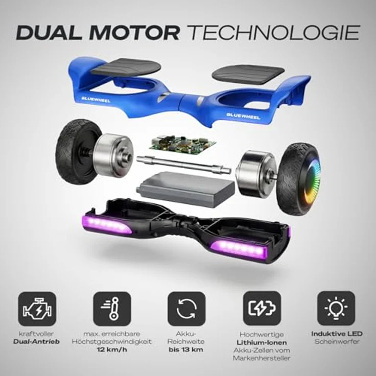 Bluewheel HX720 6,5" Premium Hoverboard – Bluetooth Lautsprecher, starke Dual Motoren, bis 12,5 km/h, geeignet für Kinder & Erwachsene – Bild 2