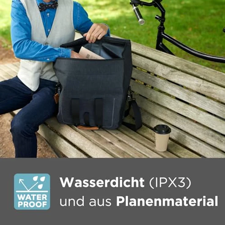 Basil Urban Dry, Velotasche, wasserdichte Gepäckträgertasche mit 14 l Stauraum, anthrazitgrau – Bild 4
